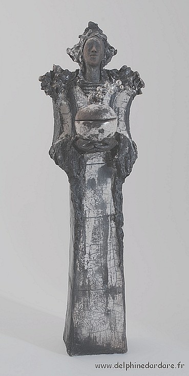 sculpture céramique Raku , H 72 cm 